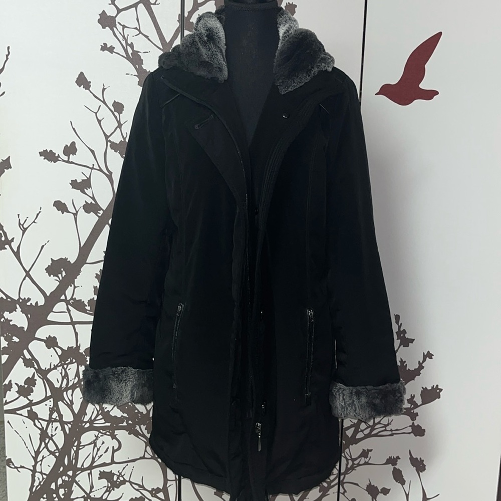 ⭐️ HOST PICK ALIA Size M Womens Black&Grey/White Faux Fur Winter Jacket/Coat $60